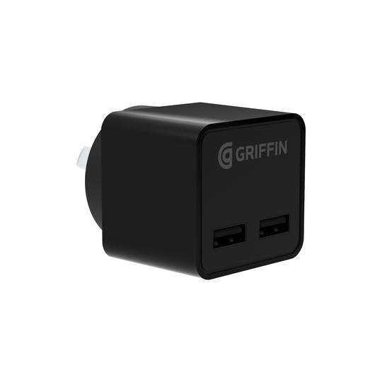 Griffin PowerBlock Dual Port Wall Charger w/ Lightning Cable GP-116-BLK-AU 191058093226