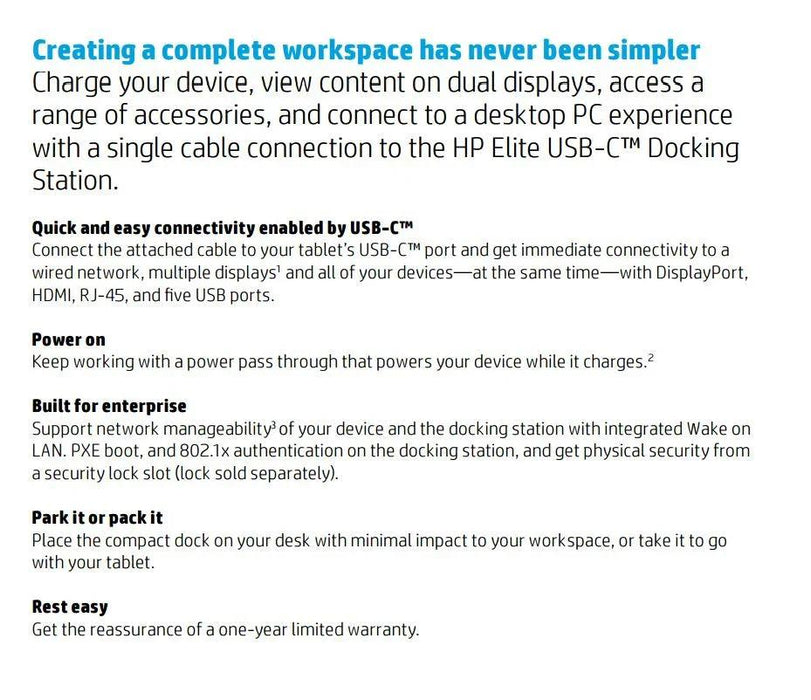 HP Elite USB-C Docking Station T3V74AA - LX2001 - Homewares, Outdoor, Phone Accessories, Cases, Speakers, Headphones + More -