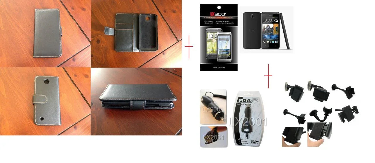 HTC Desire 300 Leather Case Car Kit Holder Charger - LX2001 - Homewares, Outdoor, Phone Accessories, Cases, Speakers, Headphones + More -