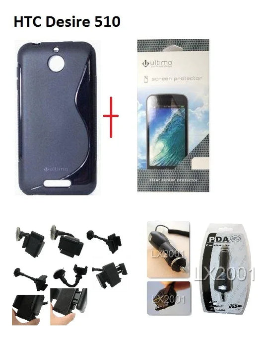 HTC Desire 510 Gel Case Car Charger Holder Kit SP - LX2001 - Homewares, Outdoor, Phone Accessories, Cases, Speakers, Headphones + More -