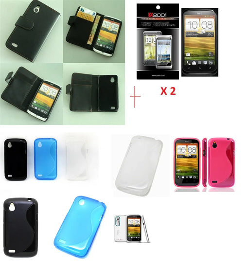HTC Desire X Gel + Leather Case + 2 x SP - LX2001 - Homewares, Outdoor, Phone Accessories, Cases, Speakers, Headphones + More -