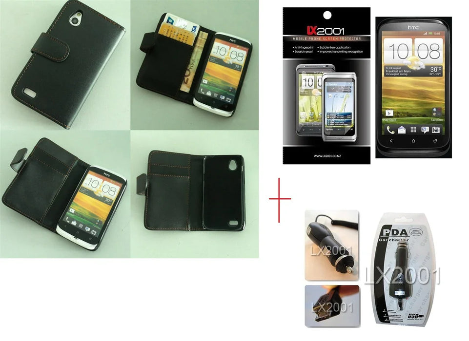HTC Desire X Leather Case + SP + Car Charger - LX2001 - Homewares, Outdoor, Phone Accessories, Cases, Speakers, Headphones + More -