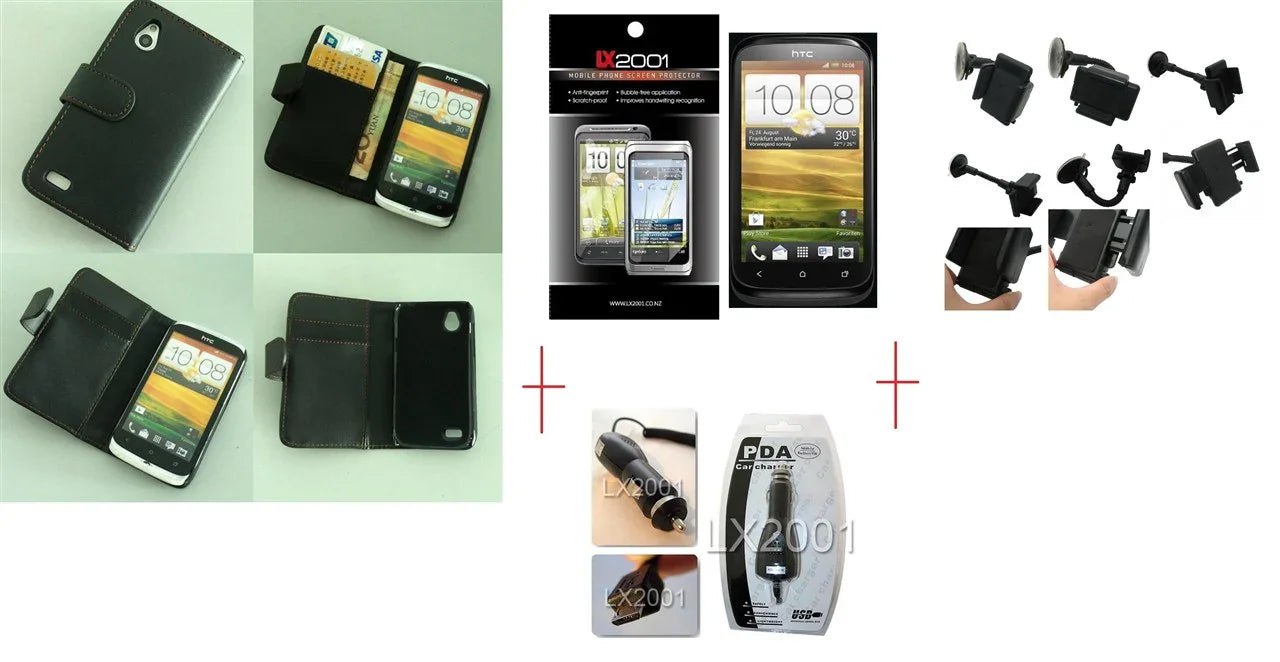 HTC Desire X Leather Case Car Charger Holder - LX2001 - Homewares, Outdoor, Phone Accessories, Cases, Speakers, Headphones + More -