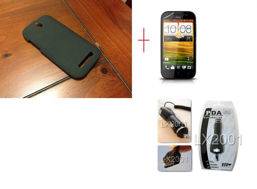 HTC One SV Hard Rubber Case Car Charger Screen Protector - LX2001 - Homewares, Outdoor, Phone Accessories, Cases, Speakers, Headphones + More -