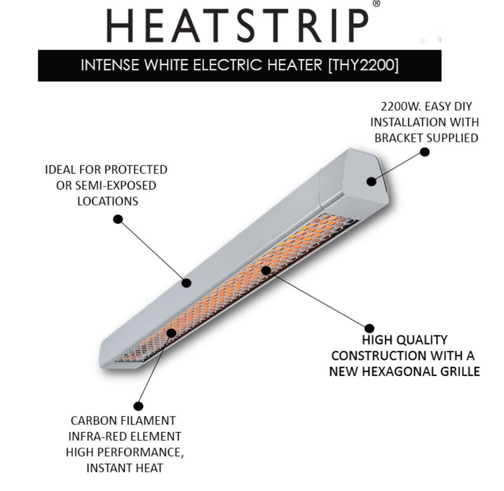 Heatstrip Heat Strip Infrared Intense Indoor Outdoor Heater 3200W - White