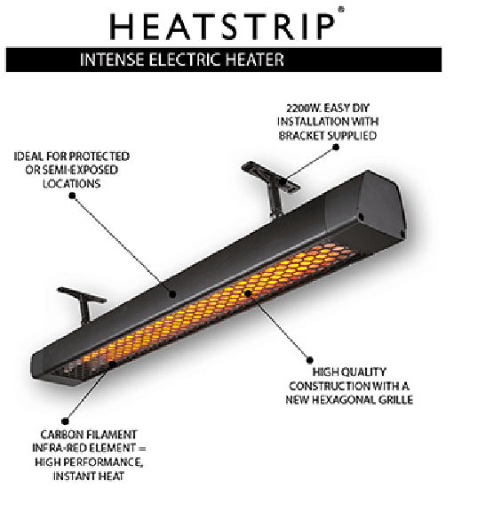 Heatstrip Heat Strip Infrared Intense Indoor Outdoor Heater 3200W - Black THY3200 (BLACK)
