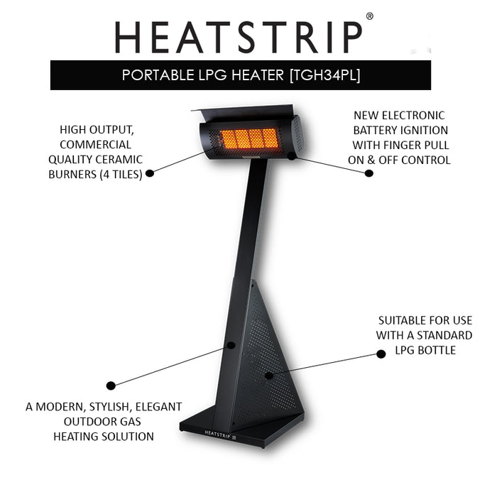 Heatstrip Heat Strip Portable LPG Gas Outside Radiant Heater TGH34PL-2 TGH34PL