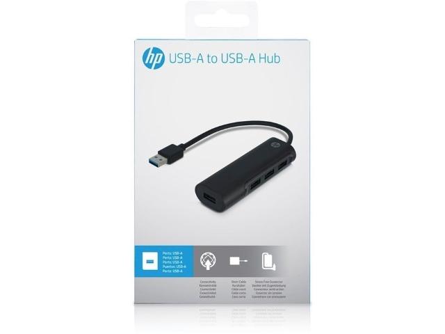 Hewlett Packard USB-A to USB-A 4 Port Hub - Black HP-020 192018097735