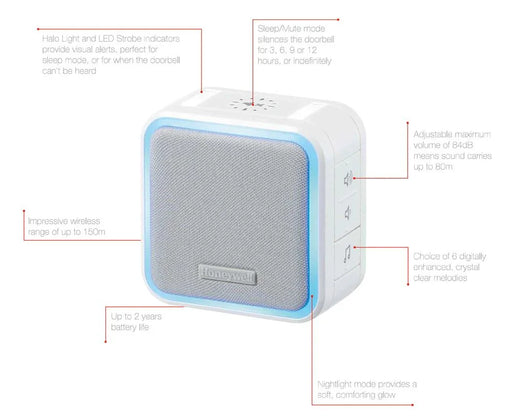 Honeywell Wireless Portable 150m Doorbell w/ Halo Light HONDC515NA - LX2001 - Homewares, Outdoor, Phone Accessories, Cases, Speakers, Headphones + More -