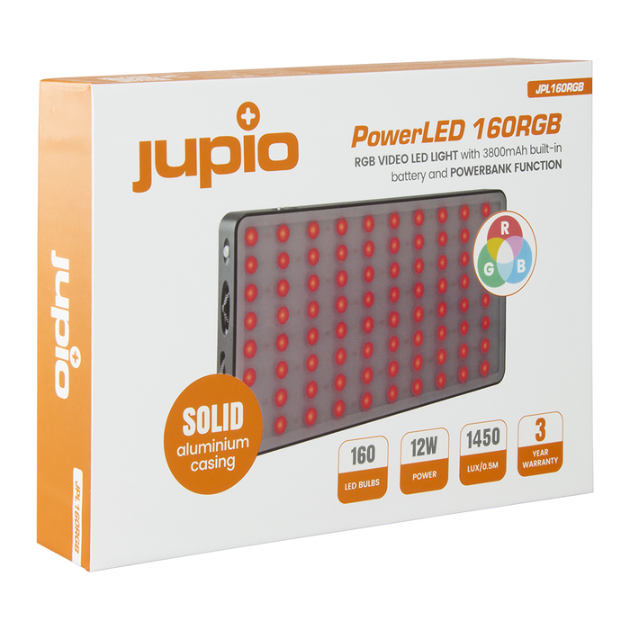 Jupio Powerled 160 Rgb Led Light / Powerbank With Built-In Battery 3800Mah