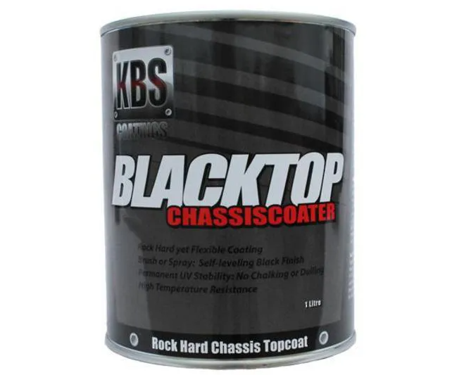 KBS Blacktop Permanent UV Top Coat Chassis Coater Gloss Black 4L 8501