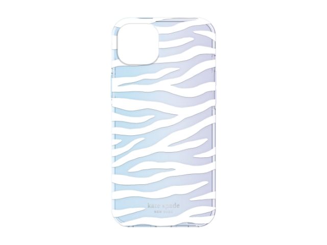 Kate Spade Apple iPhone 14 Plus 6.7" Protective Hardshell Case - White Zebra & Iridescent