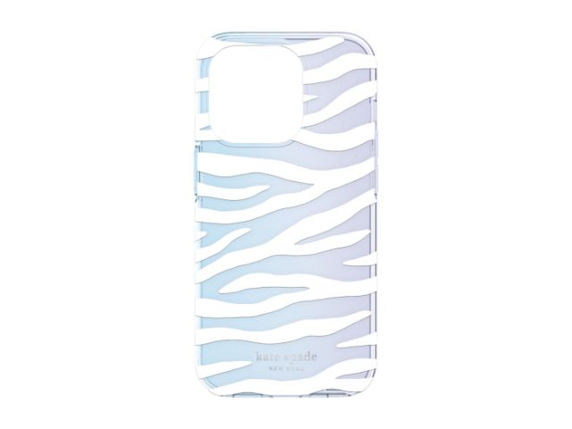 Kate Spade Apple iPhone 14 Pro 6.1" Protective Hardshell Case - White Zebra & Iridescent