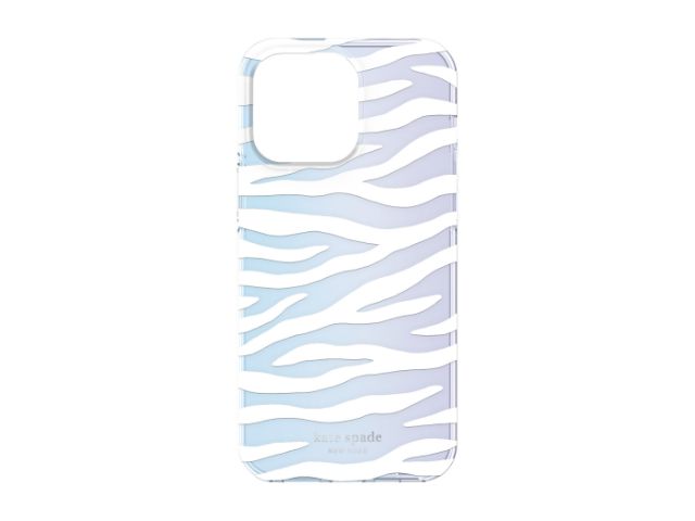 Kate Spade Apple iPhone 14 Pro Max 6.7" Protective Hardshell Case - White Zebra & Iridescent