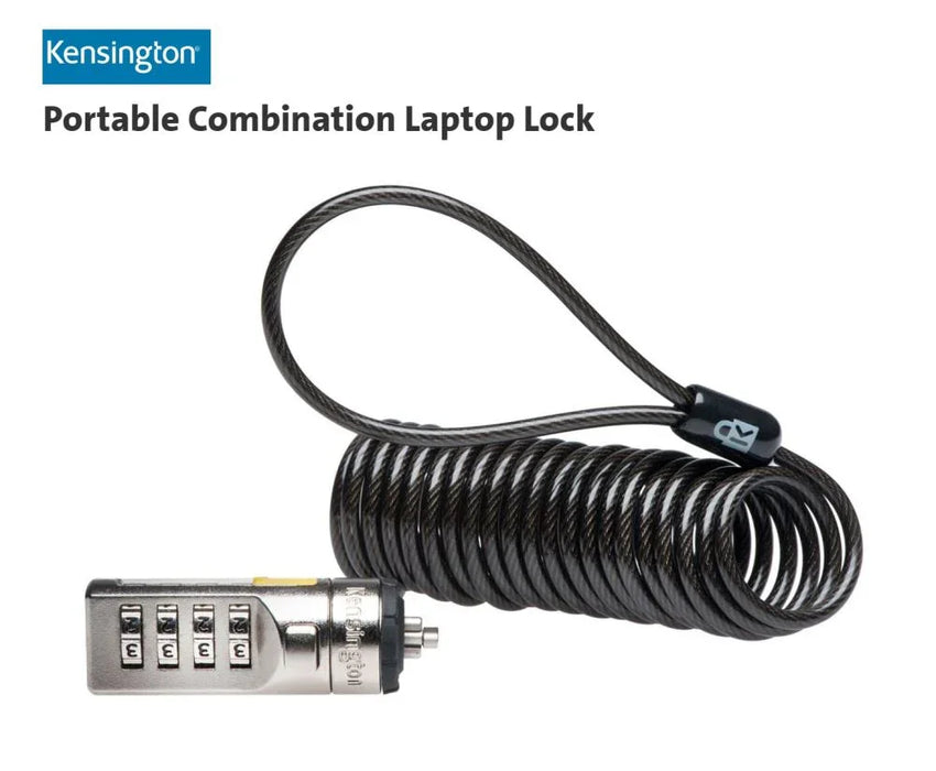 Kensington Portable Laptop Cable Combination Lock - Carbon Steel - 1.83 m 64670 85896646709 - LX2001 - Homewares, Outdoor, Phone Accessories, Cases, Speakers, Headphones + More -