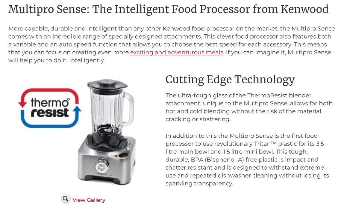 Kenwood Multipro Sense Food Processor Silver FPM810 5011423171524
