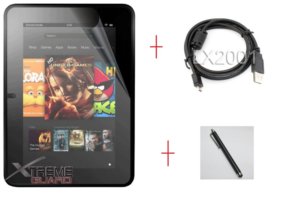 Kindle fire hd 7" Screen Protector + USB PC Cable
