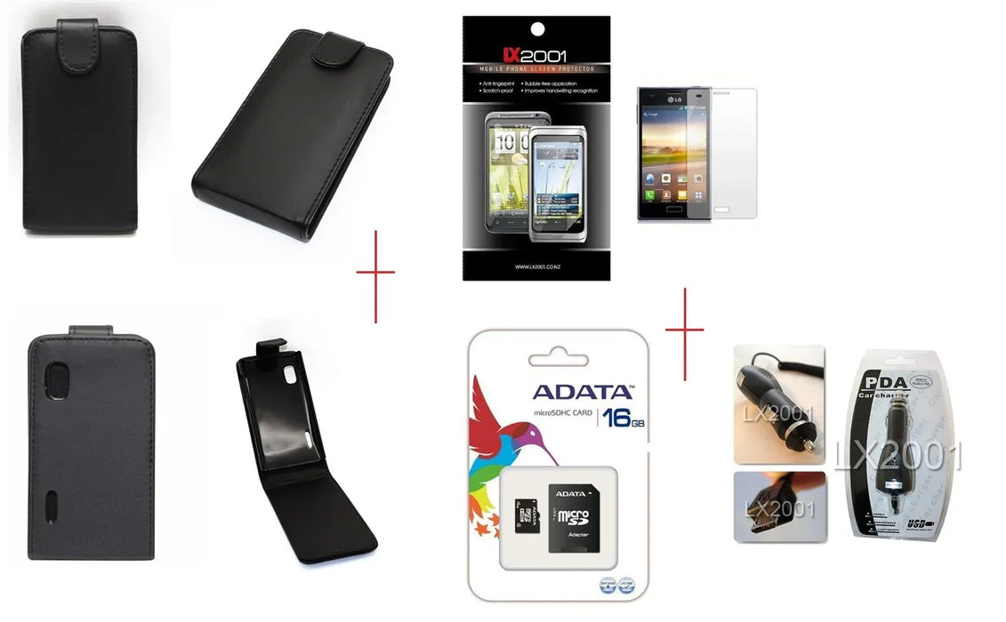 LG Optimus L5 E610 Leather Case 8GB Car Charger - LX2001 - Homewares, Outdoor, Phone Accessories, Cases, Speakers, Headphones + More -