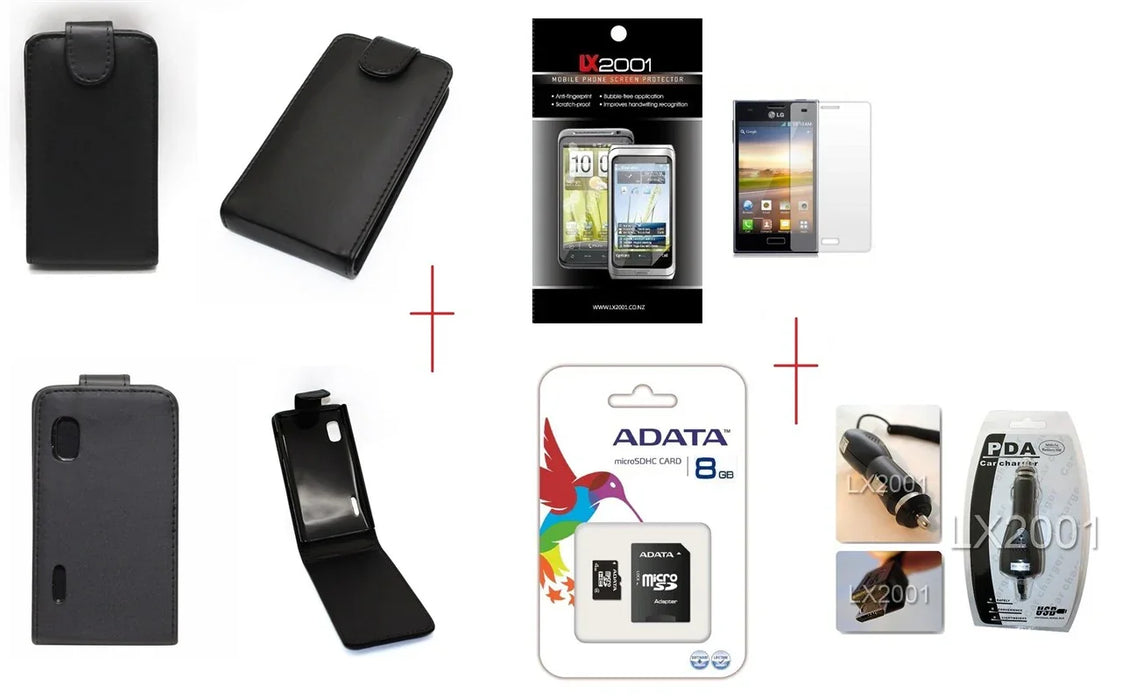 LG Optimus L5 E610 Leather Case 8GB Car Charger - LX2001 - Homewares, Outdoor, Phone Accessories, Cases, Speakers, Headphones + More -