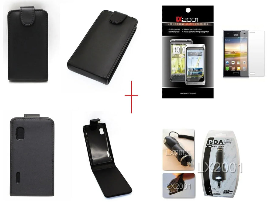 LG Optimus L5 E610 Leather Case + SP + Car Charger - LX2001 - Homewares, Outdoor, Phone Accessories, Cases, Speakers, Headphones + More -