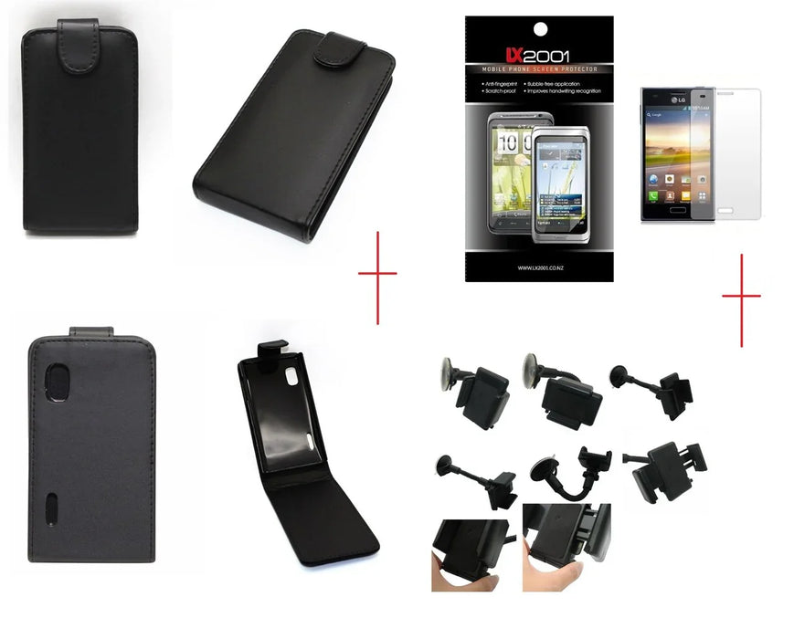 LG Optimus L5 E610 Leather Case + SP + Car Charger - LX2001 - Homewares, Outdoor, Phone Accessories, Cases, Speakers, Headphones + More -