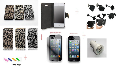 Iphone 5 Leopard Case Car Charger Holder
