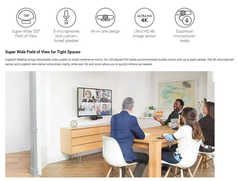 Logitech MeetUp 4K ConferenceCam Conference Camera 960-001101 - LX2001 - Homewares, Outdoor, Phone Accessories, Cases, Speakers, Headphones + More -