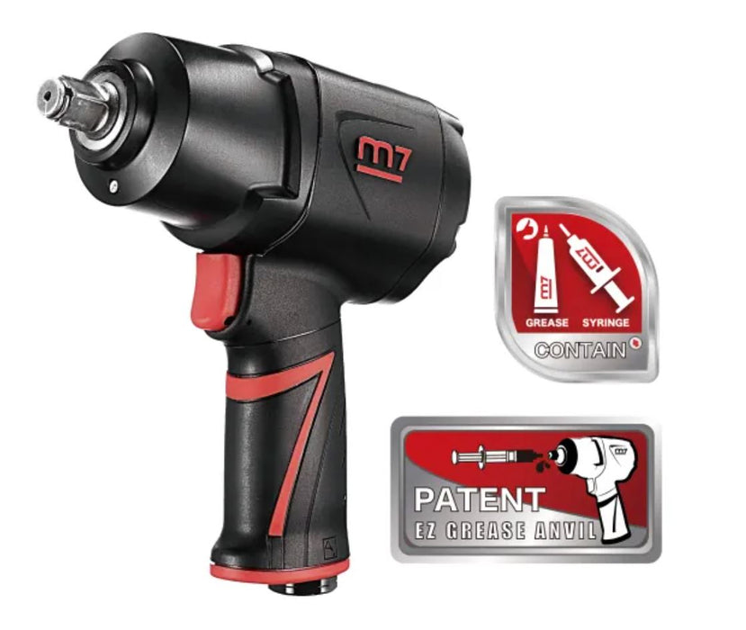 M7 Mighty Seven Air Impact Wrench 1/2" Drive Jumbo Hammer Quiet 400FT NC-4255QH