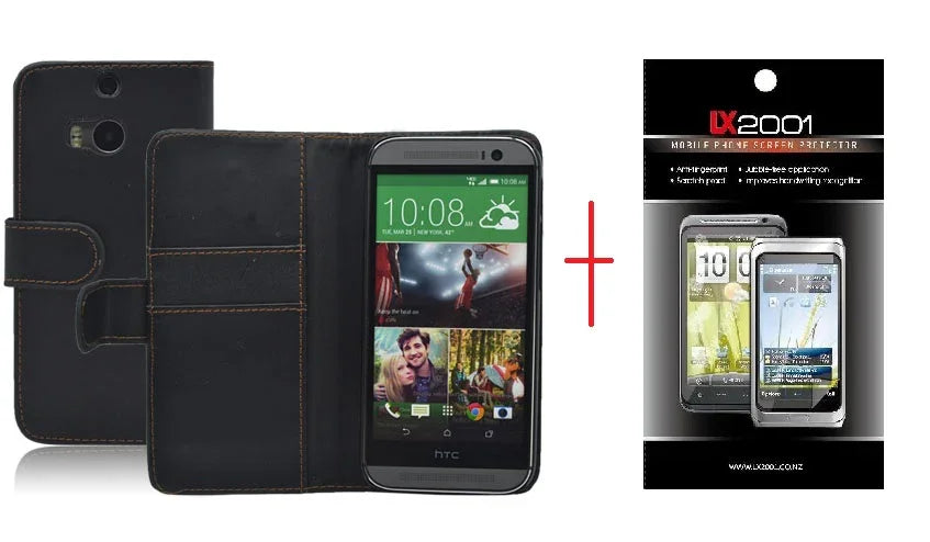 HTC ONE M8 Leather Case + Screen Protector - LX2001 - Homewares, Outdoor, Phone Accessories, Cases, Speakers, Headphones + More -