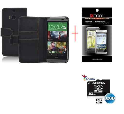 HTC ONE M8 Leather Case + SP + 32GB MicroSD Card - LX2001 - Homewares, Outdoor, Phone Accessories, Cases, Speakers, Headphones + More -