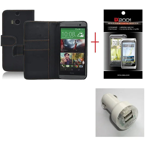 HTC ONE M8 Wallet Leather Case Dual Charger - LX2001 - Homewares, Outdoor, Phone Accessories, Cases, Speakers, Headphones + More -