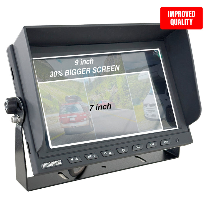 Mongoose 9" Ahd 1080P - Rear View Monitor - 3 Camera Input