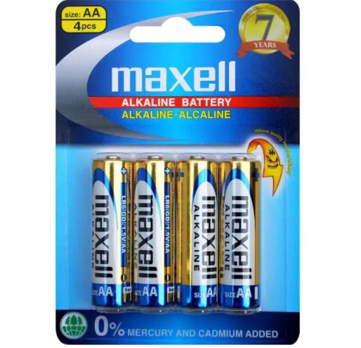 Maxell Alkaline Batteries AA 4 Pack LR6GD-4B