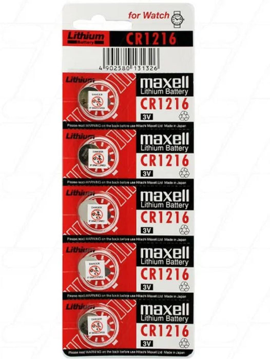 Maxell Lithium Battery CR1216 3V Coin Cell - 5 Pack