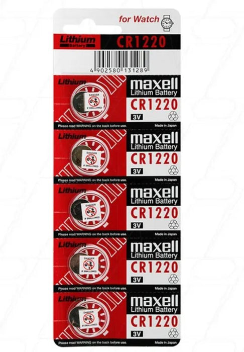 Maxell Lithium Battery CR1220 3V Coin Cell - 5 Pack
