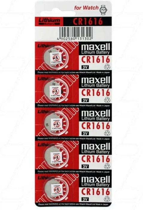 Maxell Lithium Battery CR1616 3V Coin Cell - 5 Pack MXCR1616 - LX2001 - Homewares, Outdoor, Phone Accessories, Cases, Speakers, Headphones + More -