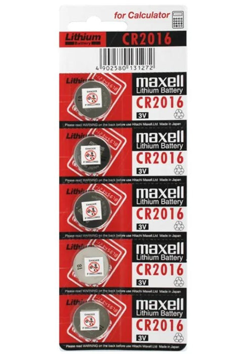 Maxell Lithium Battery CR2016 3V Coin Cell - 5 Pack MXCR2016
