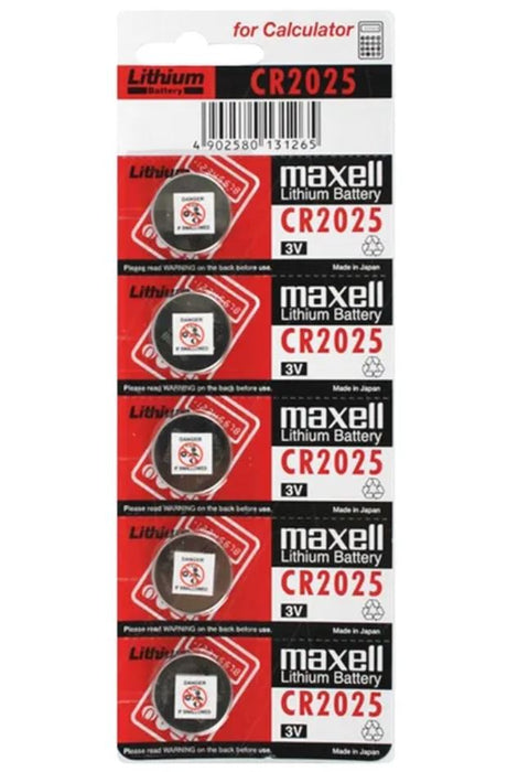 Maxell Lithium Battery CR2025 3V Coin Cell - 5 Pack