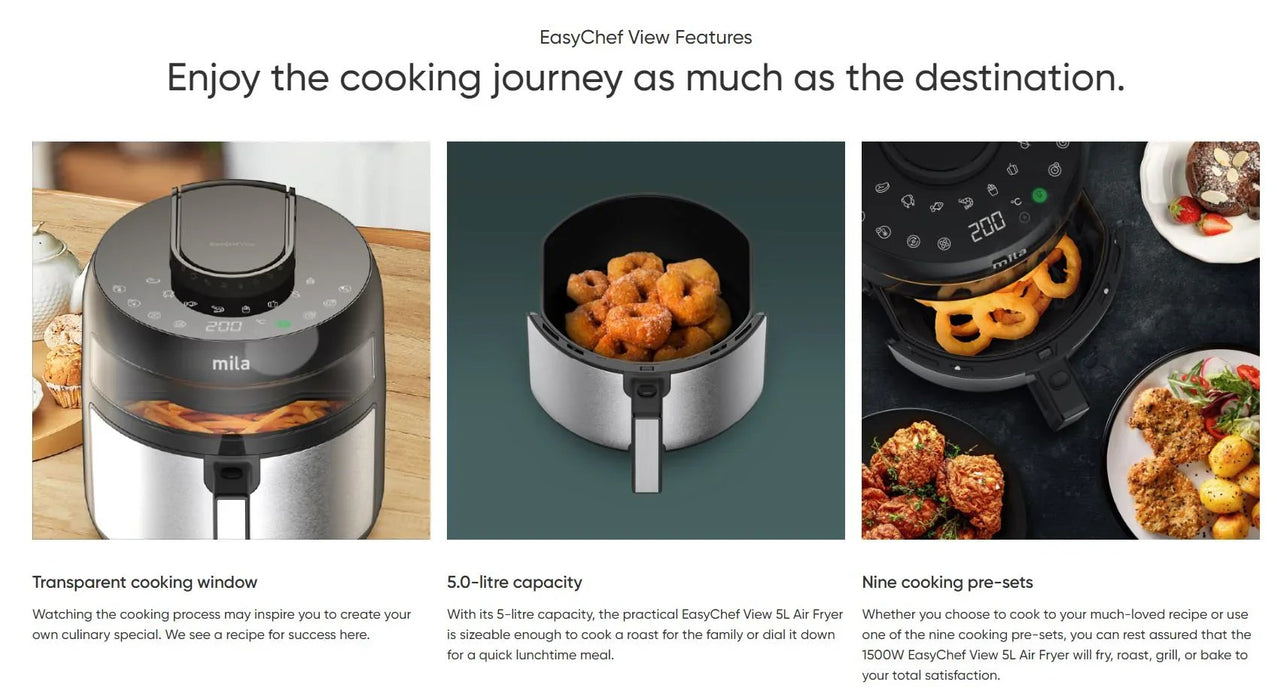 Mila EasyChef View 5L air fryer with quick view window & touch control MLA-200AF - LX2001 - Homewares, Outdoor, Phone Accessories, Cases, Speakers, Headphones + More -
