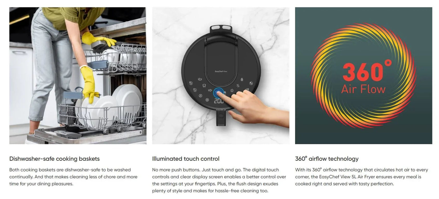 Mila EasyChef View 5L air fryer with quick view window & touch control MLA-200AF - LX2001 - Homewares, Outdoor, Phone Accessories, Cases, Speakers, Headphones + More -