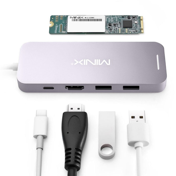 Minix USB-C Hub 240GB SSD Storage 4K HDMI Port + 2 x USB 3.0 Port - Grey NEO-S2GR