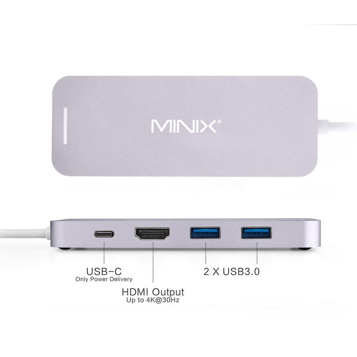 Minix USB-C Hub 240GB SSD Storage 4K HDMI Port + 2 x USB 3.0 Port - Grey NEO-S2GR