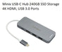 Minix USB-C Hub 240GB SSD Storage 4K HDMI Port + 2 x USB 3.0 Port - Grey NEO-S2GR
