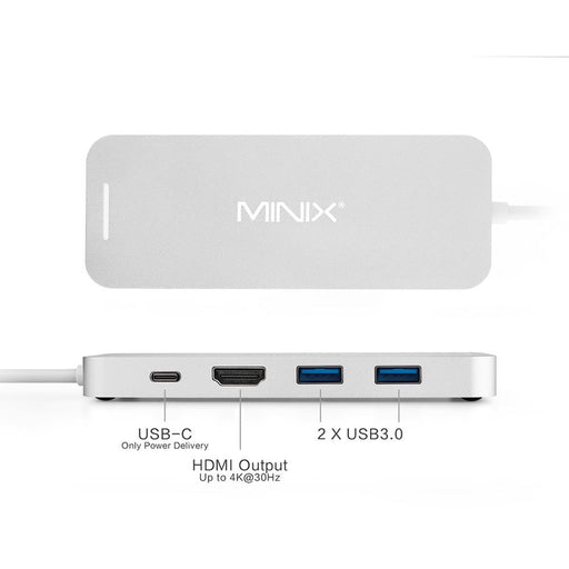 Minix USB-C Hub 240GB SSD Storage 4K HDMI Port + 2 x USB 3.0 Port - Silver NEO-S2SI