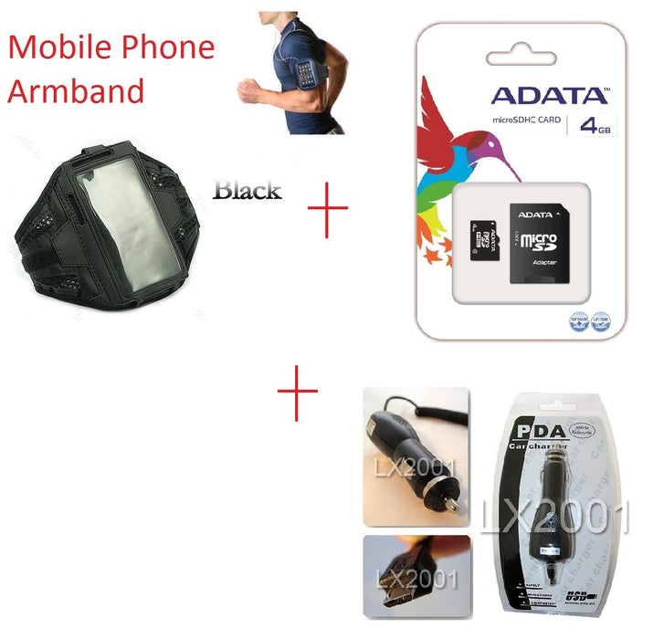 Sports Armband Case + 4GB MicroSD + Car Charger