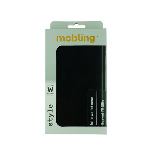 Mobling Huawei Y6 Elite Folio Wallet Case - Black