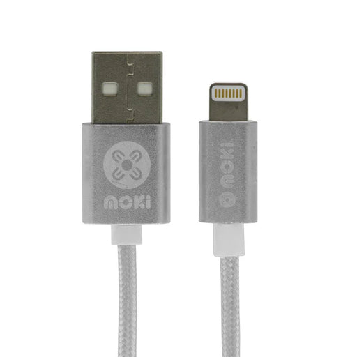 Moki 10cm USB-A to Lightning SynCharge Braided Charge & Sync Cable - Silver ACC-MSTLCAPO - LX2001 - Homewares, Outdoor, Phone Accessories, Cases, Speakers, Headphones + More -