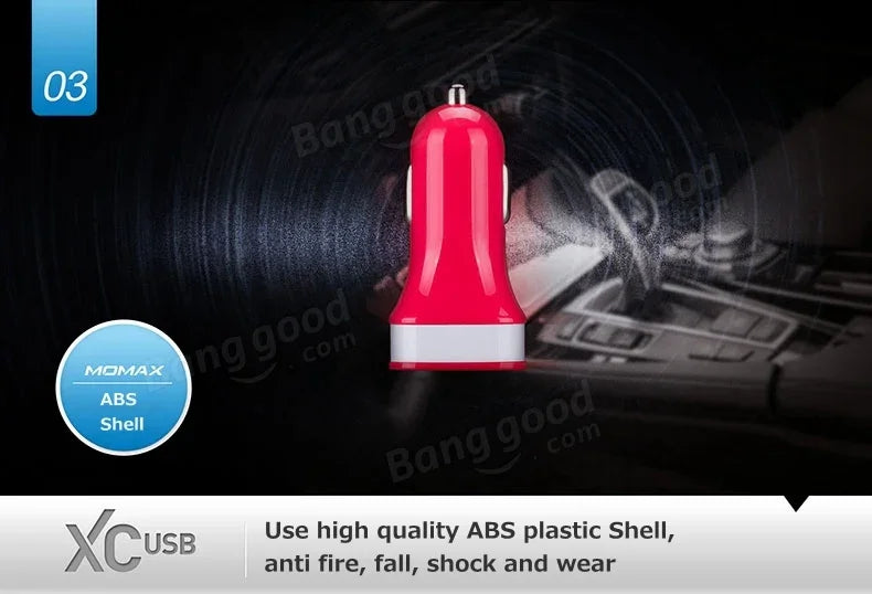 Momax XC USB 2.1A Car Charger - Pink SXSP - LX2001 - Homewares, Outdoor, Phone Accessories, Cases, Speakers, Headphones + More -