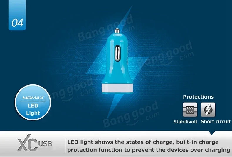 Momax XC USB 2.1A Car Charger - Pink SXSP - LX2001 - Homewares, Outdoor, Phone Accessories, Cases, Speakers, Headphones + More -