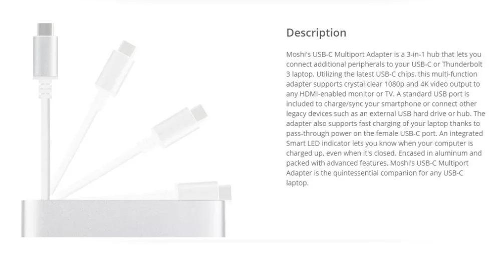 Moshi USB-C HDMI Multiport Adapter Hub - LX2001 - Homewares, Outdoor, Phone Accessories, Cases, Speakers, Headphones + More -